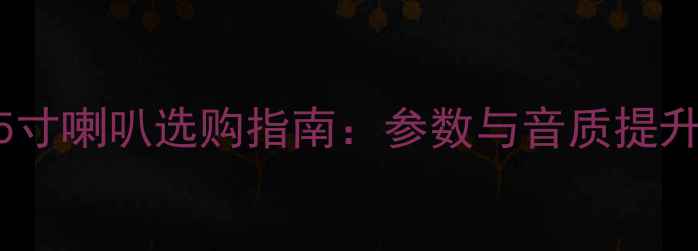 图片 105dB15寸喇叭选购指南：参数与音质提升全攻略