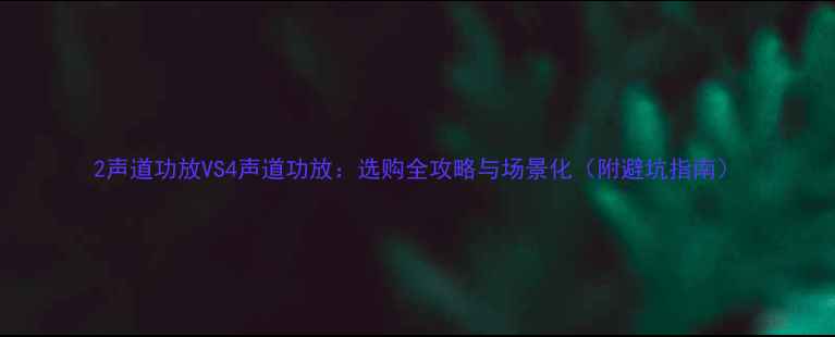 图片 2声道功放VS4声道功放：选购全攻略与场景化（附避坑指南）