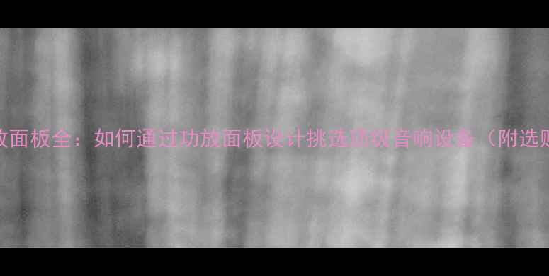 图片 Hi-Fi功放面板全：如何通过功放面板设计挑选顶级音响设备（附选购指南）2