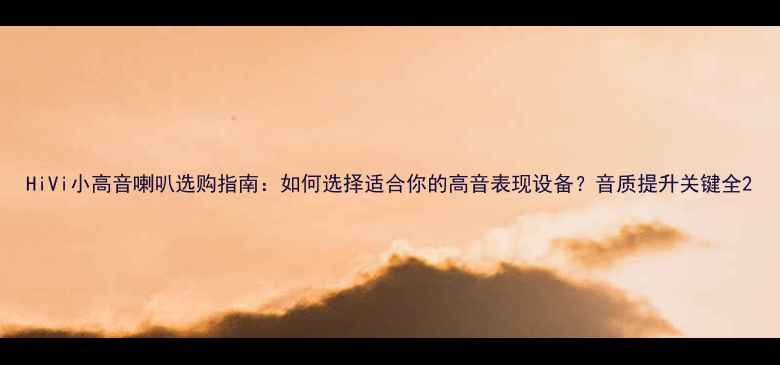 图片 HiVi小高音喇叭选购指南：如何选择适合你的高音表现设备？音质提升关键全2