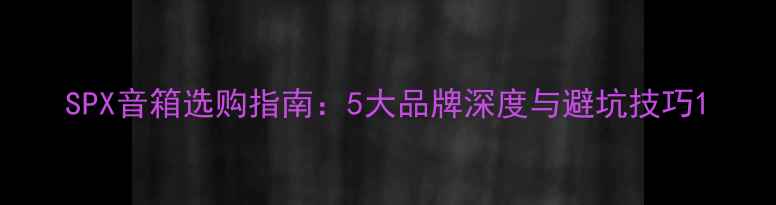 图片 SPX音箱选购指南：5大品牌深度与避坑技巧1