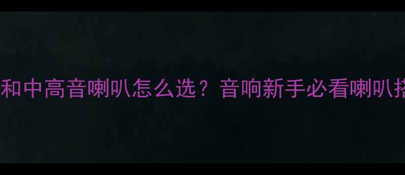 图片 中低音喇叭和中高音喇叭怎么选？音响新手必看喇叭搭配指南🎵2