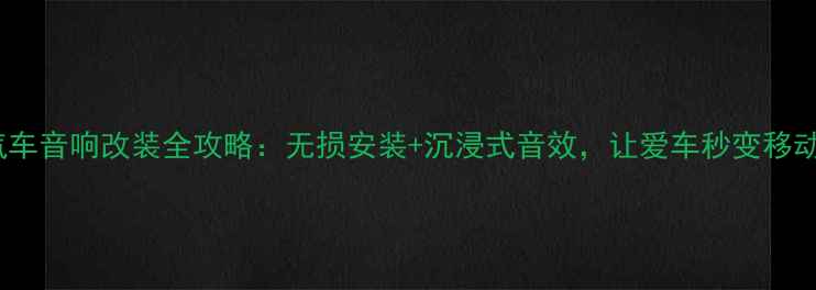 图片 中山声皇汽车音响改装全攻略：无损安装+沉浸式音效，让爱车秒变移动音乐厅！2