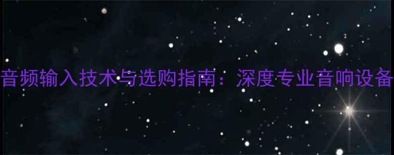 图片 低音炮单音频输入技术与选购指南：深度专业音响设备核心功能