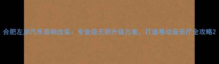 图片 合肥左岸汽车音响改装：专业级无损升级方案，打造移动音乐厅全攻略2