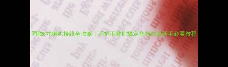 图片 同轴8寸喇叭接线全攻略｜手把手教你搞定音响改装新手必看教程