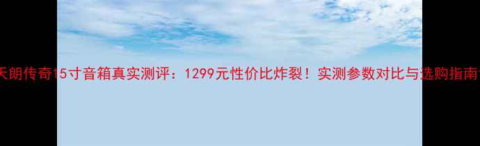 图片 天朗传奇15寸音箱真实测评：1299元性价比炸裂！实测参数对比与选购指南1