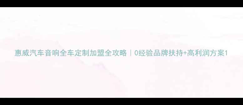 图片 惠威汽车音响全车定制加盟全攻略｜0经验品牌扶持+高利润方案1