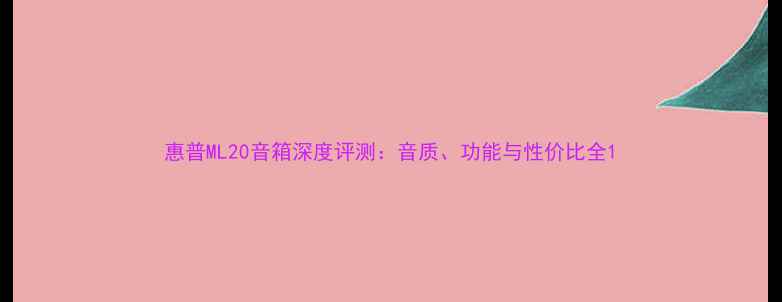 图片 惠普ML20音箱深度评测：音质、功能与性价比全1