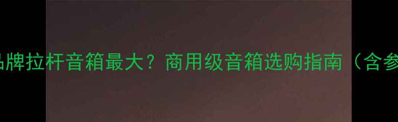 图片 成都哪个品牌拉杆音箱最大？商用级音箱选购指南（含参数对比）1