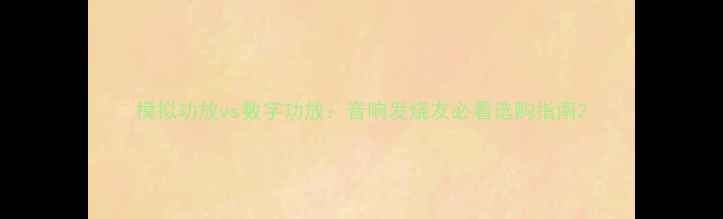 图片 模拟功放vs数字功放：音响发烧友必看选购指南2