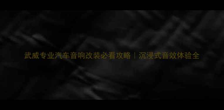 图片 武威专业汽车音响改装必看攻略｜沉浸式音效体验全