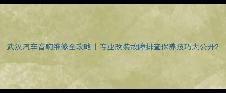 图片 武汉汽车音响维修全攻略｜专业改装故障排查保养技巧大公开2