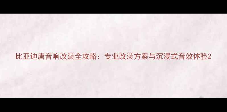 图片 比亚迪唐音响改装全攻略：专业改装方案与沉浸式音效体验2