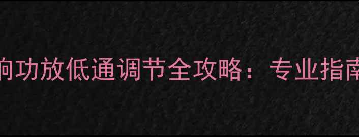 图片 汽车音响功放低通调节全攻略：专业指南与深度