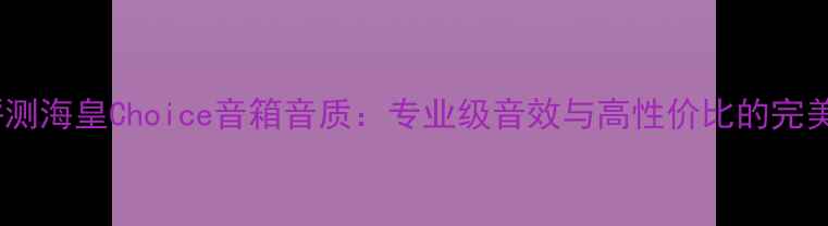 图片 深度评测海皇Choice音箱音质：专业级音效与高性价比的完美平衡2