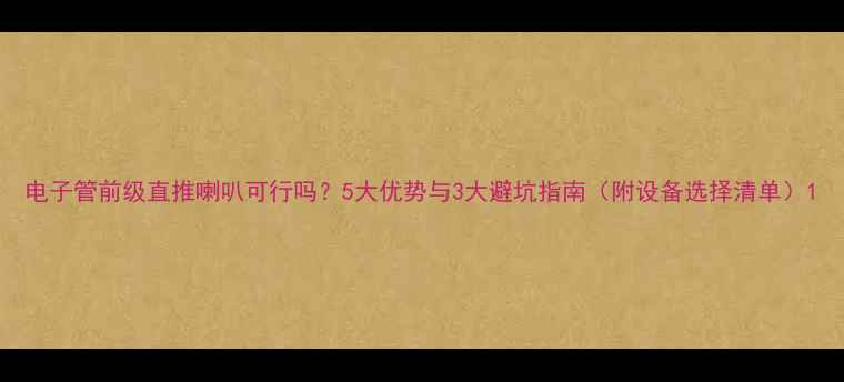 图片 电子管前级直推喇叭可行吗？5大优势与3大避坑指南（附设备选择清单）1