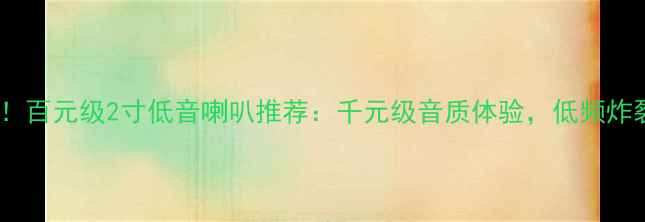 图片 租房必看！百元级2寸低音喇叭推荐：千元级音质体验，低频炸裂不扰民1