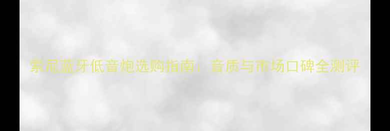 图片 索尼蓝牙低音炮选购指南：音质与市场口碑全测评