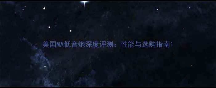 图片 美国MA低音炮深度评测：性能与选购指南1