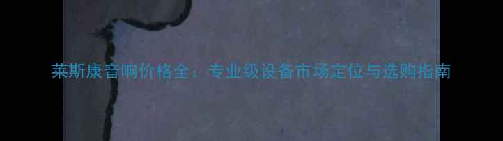 图片 莱斯康音响价格全：专业级设备市场定位与选购指南