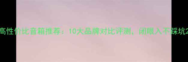 图片 高性价比音箱推荐：10大品牌对比评测，闭眼入不踩坑2
