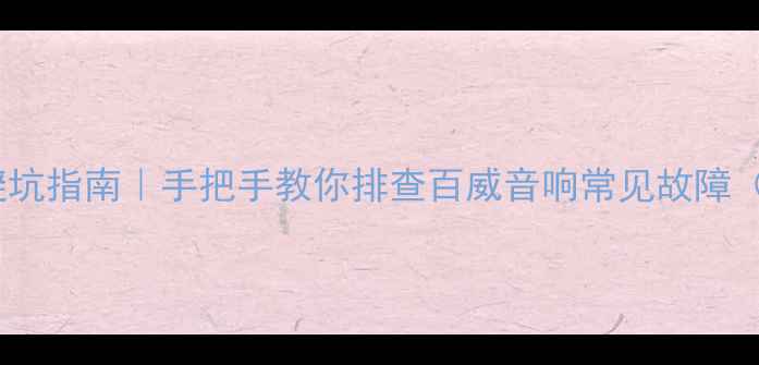 图片 黑寡妇音响维修避坑指南｜手把手教你排查百威音响常见故障（附保姆级教程）2