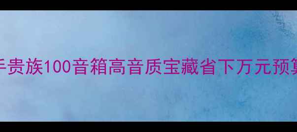图片 🎵闭眼入！二手贵族100音箱高音质宝藏省下万元预算的终极攻略💰