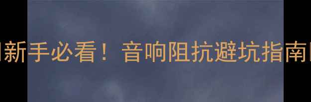 图片 🔥新手必看！音响阻抗避坑指南🔥