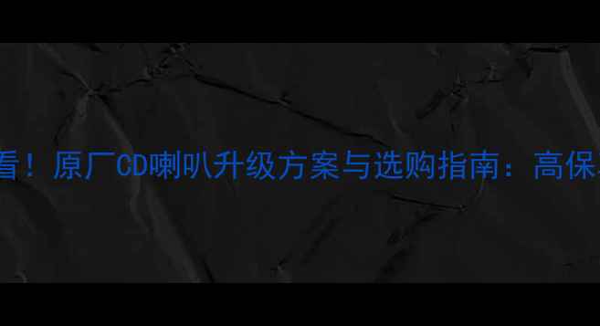 图片 04款捷达音响改装必看！原厂CD喇叭升级方案与选购指南：高保真音质+原厂接口适配