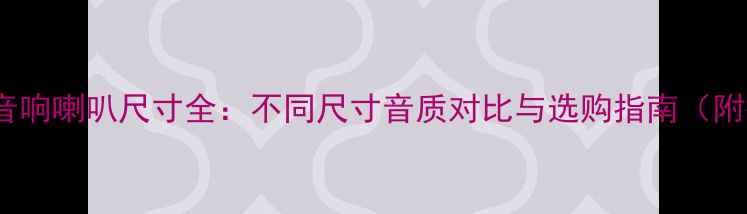 图片 10年嘉年华音响喇叭尺寸全：不同尺寸音质对比与选购指南（附搭配建议）1