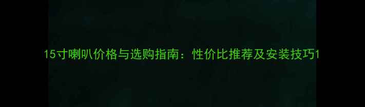 图片 15寸喇叭价格与选购指南：性价比推荐及安装技巧1