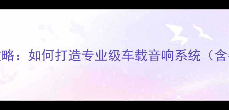 图片 17款捷达音响改装全攻略：如何打造专业级车载音响系统（含器材选择与施工指南）