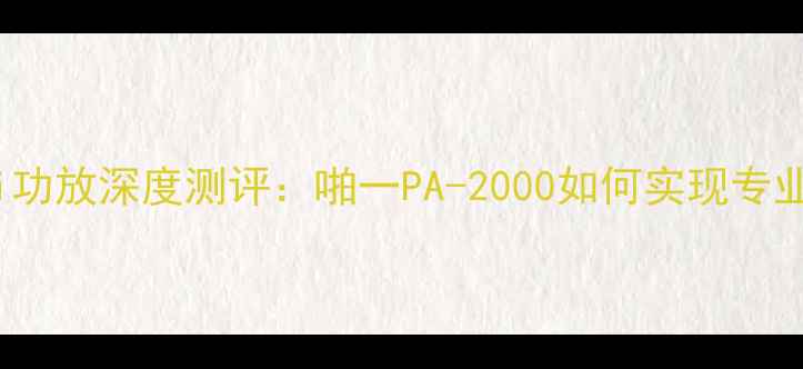 图片 2000元级HiFi功放深度测评：啪一PA-2000如何实现专业级音质体验2