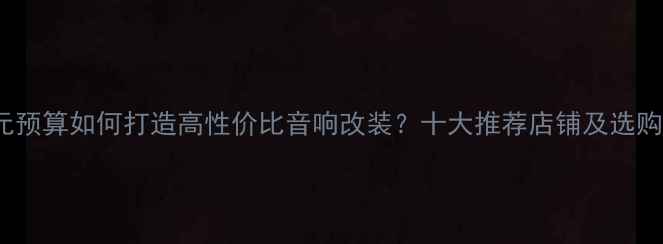 图片 300元预算如何打造高性价比音响改装？十大推荐店铺及选购指南