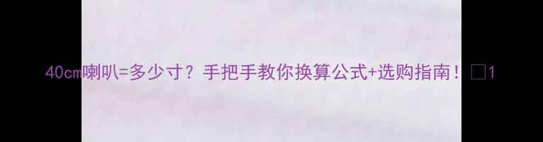 图片 40cm喇叭=多少寸？手把手教你换算公式+选购指南！🎵1