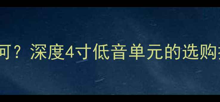图片 4寸喇叭低音表现如何？深度4寸低音单元的选购技巧与音质提升方案
