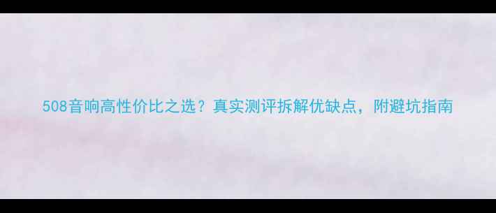 图片 508音响高性价比之选？真实测评拆解优缺点，附避坑指南