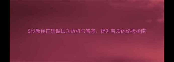 图片 5步教你正确调试功放机与音箱：提升音质的终极指南