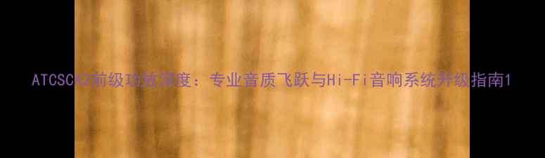 图片 ATCSCA2前级功放深度：专业音质飞跃与Hi-Fi音响系统升级指南1