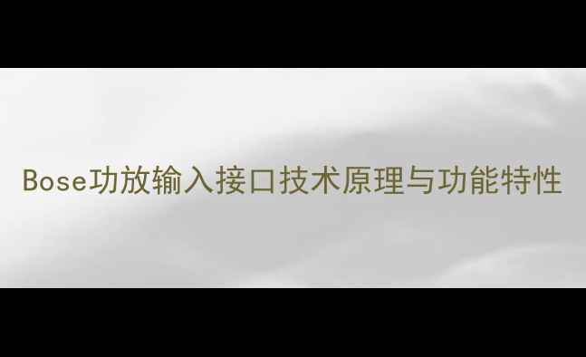 图片 Bose功放输入接口技术原理与功能特性