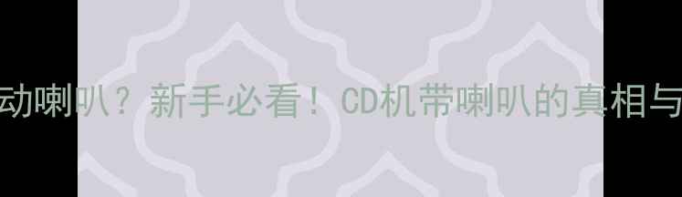 图片 CD机带不动喇叭？新手必看！CD机带喇叭的真相与避坑指南