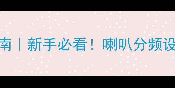 图片 DSP分频调音指南｜新手必看！喇叭分频设置全攻略🔊🎶2