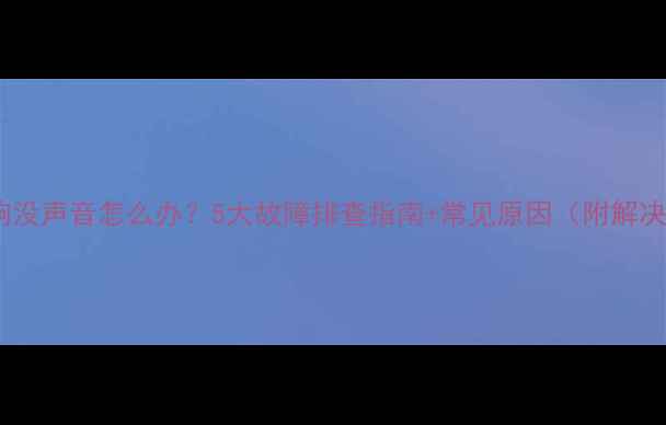 图片 DVD音响没声音怎么办？5大故障排查指南+常见原因（附解决方法）