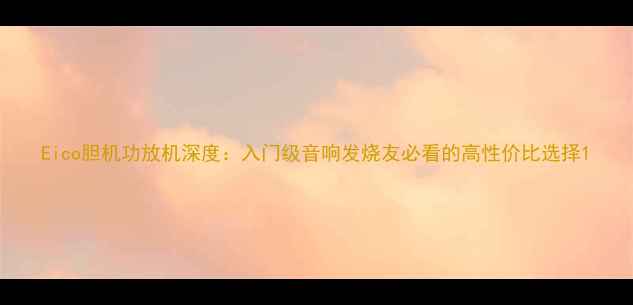 图片 Eico胆机功放机深度：入门级音响发烧友必看的高性价比选择1