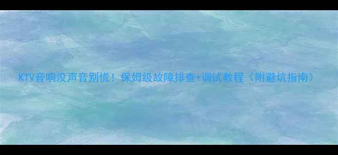 图片 KTV音响没声音别慌！保姆级故障排查+调试教程（附避坑指南）