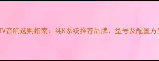 图片 KTV音响选购指南：纯K系统推荐品牌、型号及配置方案