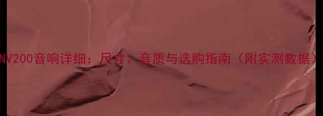 图片 NV200音响详细：尺寸、音质与选购指南（附实测数据）