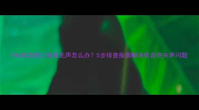 图片 SVS低音炮功放板无声怎么办？5步排查指南解决低音炮失声问题