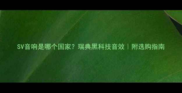 图片 SV音响是哪个国家？瑞典黑科技音效｜附选购指南